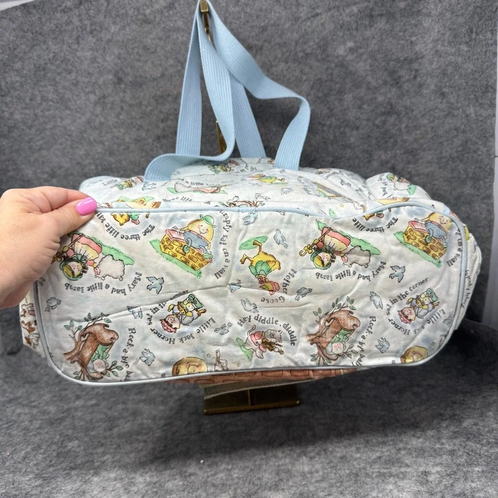 Vtg 80s Nursery Rhyme Baby Sac Diaper Bag Quilted Mother Goose Boy Girl Deadstoc